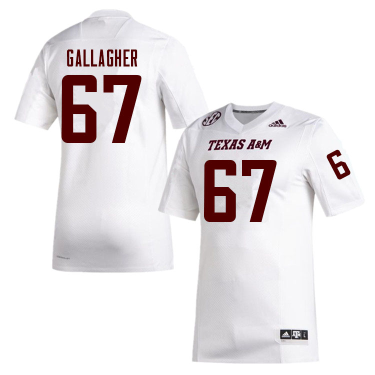 Men #67 Galen Gallagher Texas A&M Aggies College Football Jerseys Sale-White - Click Image to Close